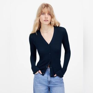 Madewell Deep Navy Merino Wool Silk Blend Cardigan Sweater Women’s Size XS NEW